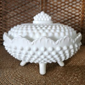 *SOLD*Fenton Milk Glass Lidded Dish
